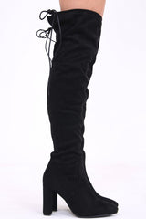 Black Faux suede over the knee heeled boots