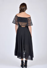 Black Sequin Trim Dress