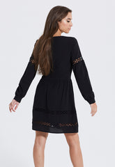 Crochet Insert Black Dress