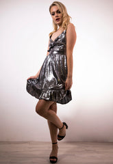Metallic Frilled Dress
