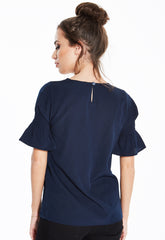 Embroidered Navy Top
