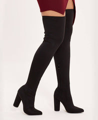Black Womens Over The Knee Lycra Black Boots