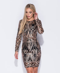 Sequin Mini Dress Bodycon With Long Sleeves