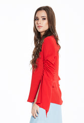 Red Gathered Sleeve Top