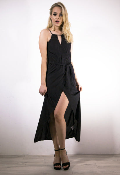 Black Split Front Dress